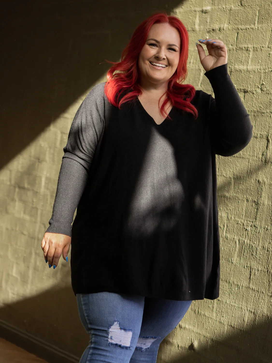 Nadia V Neck Knit - Black