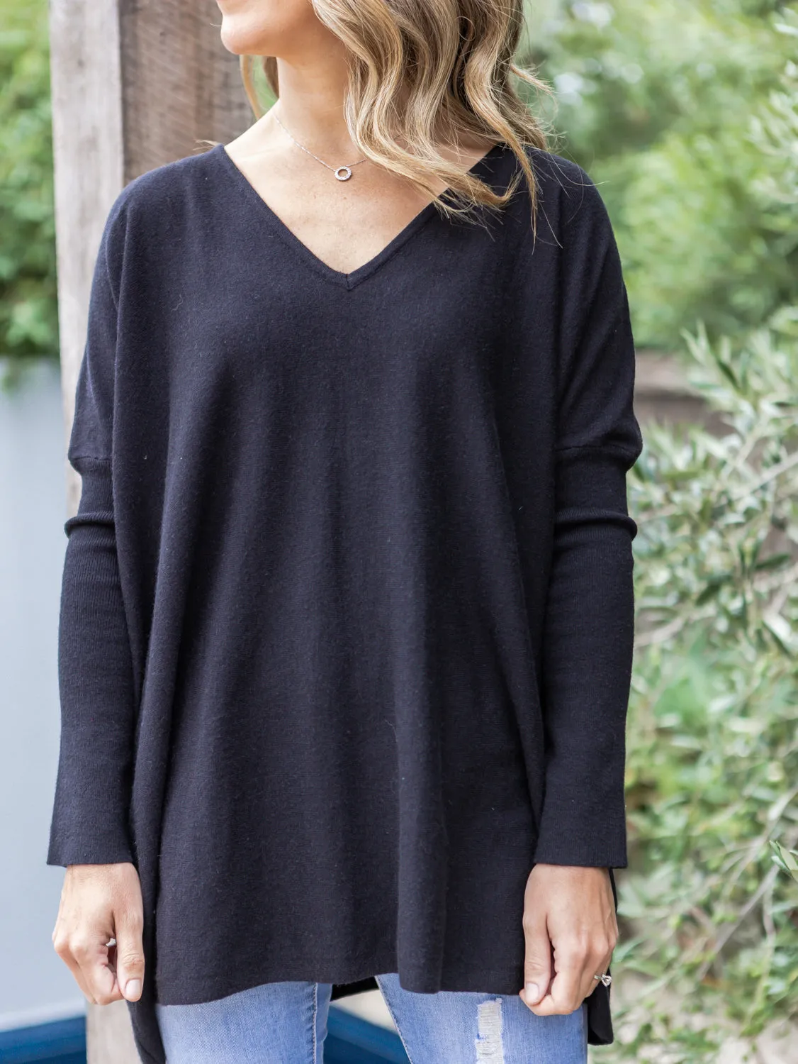 Nadia V Neck Knit - Black