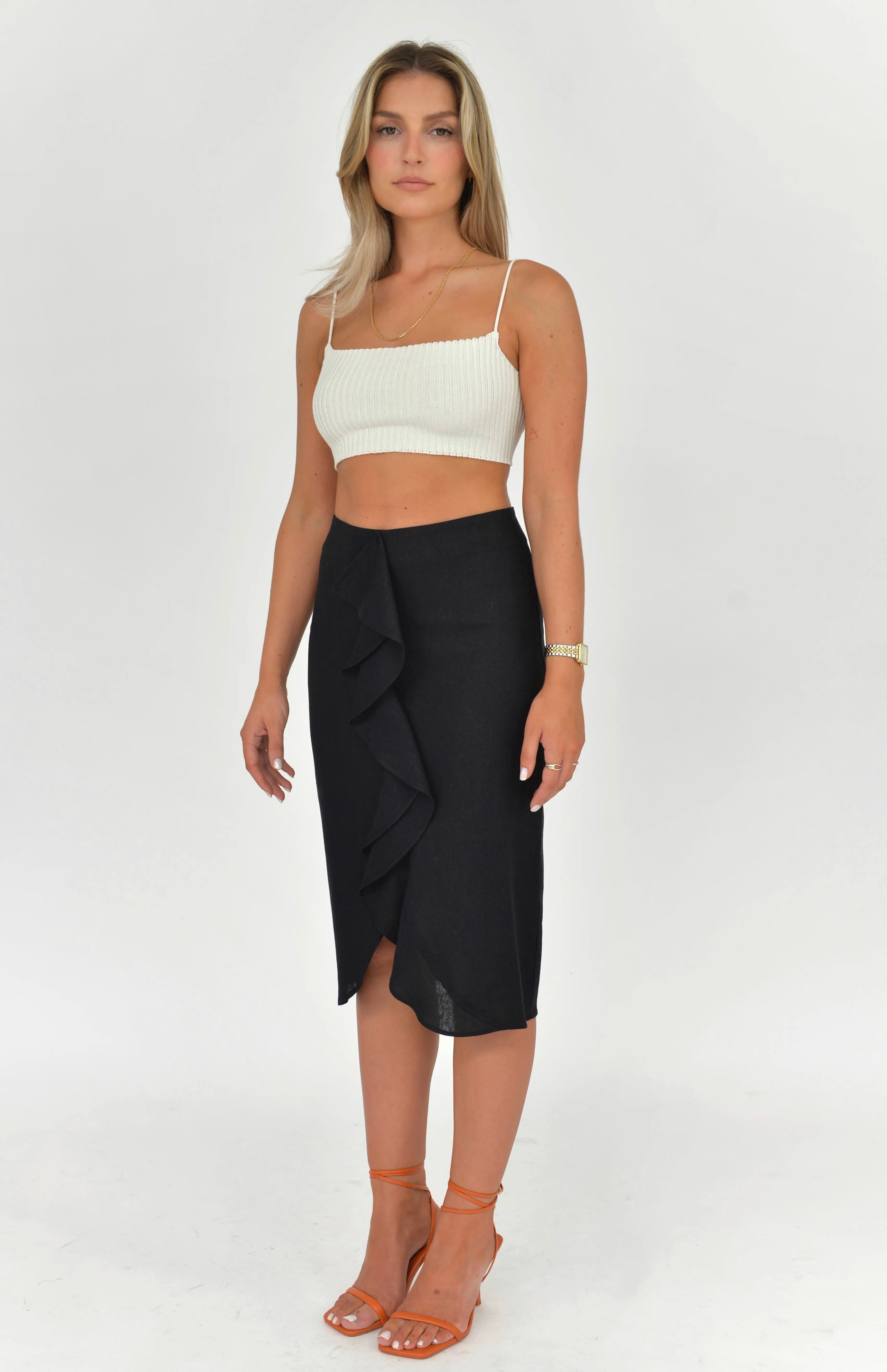Najah Linen Skirt Black