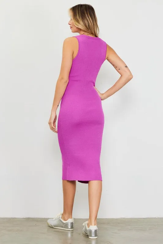 NEW!! The "Alyvia" Ribbed Midi Dress in Pink