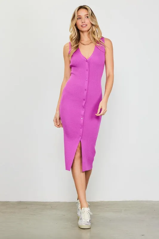 NEW!! The "Alyvia" Ribbed Midi Dress in Pink