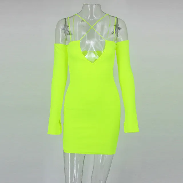 Pop candy neon off the shoulder bodycon dress