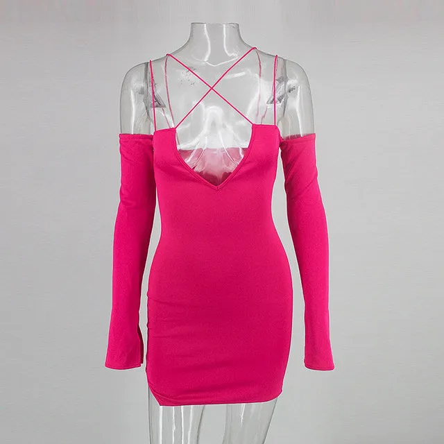 Pop candy neon off the shoulder bodycon dress