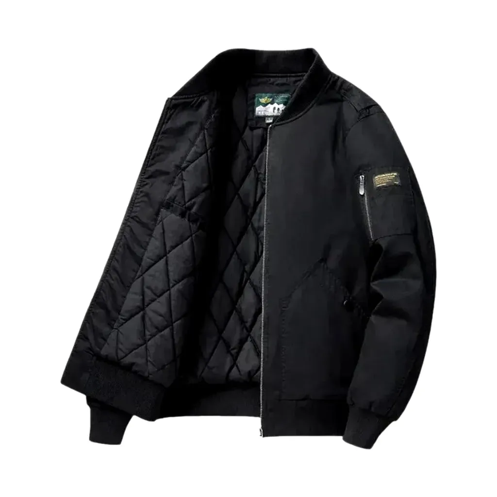 Regular fit medium length men's jean bomber jacket
