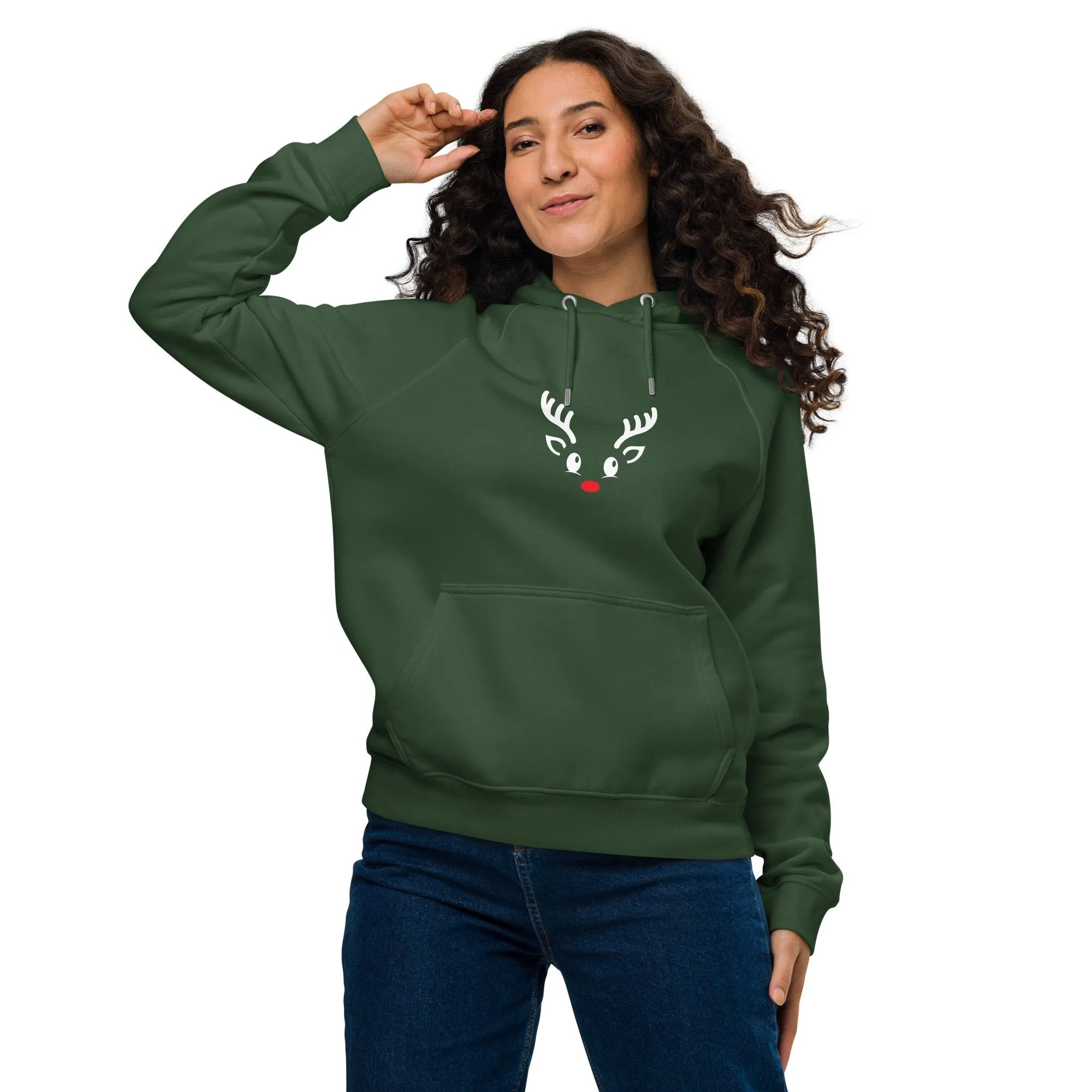 Reindeer Graphics Women Eco Raglan Hoodie