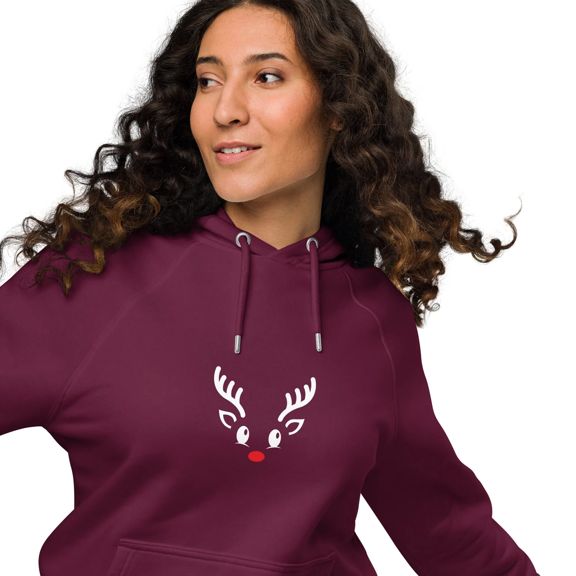 Reindeer Graphics Women Eco Raglan Hoodie