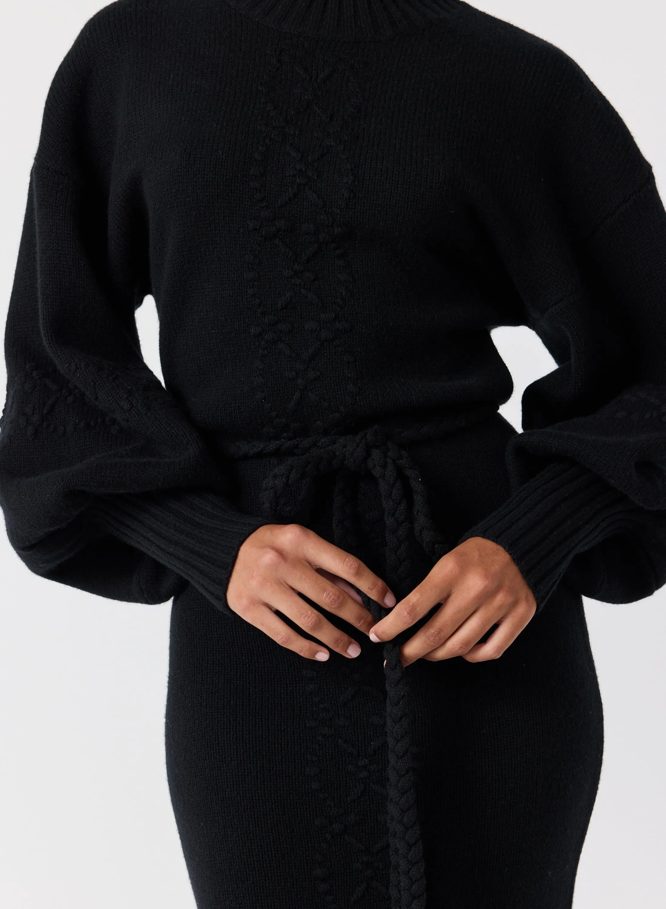 Rochelle Wool Knit Maxi Dress | Black