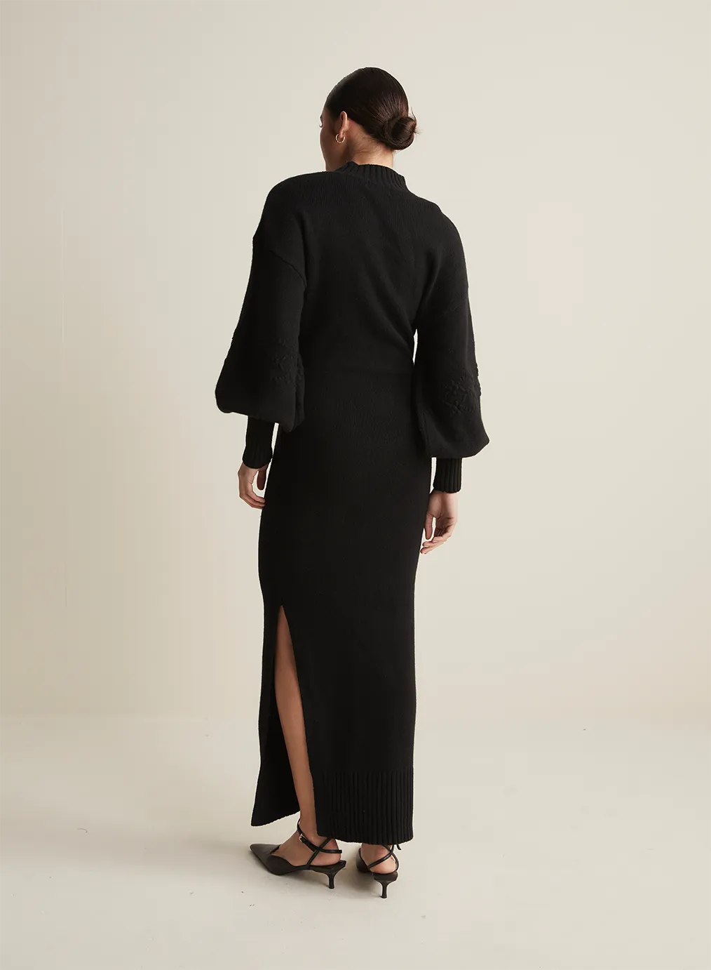 Rochelle Wool Knit Maxi Dress | Black
