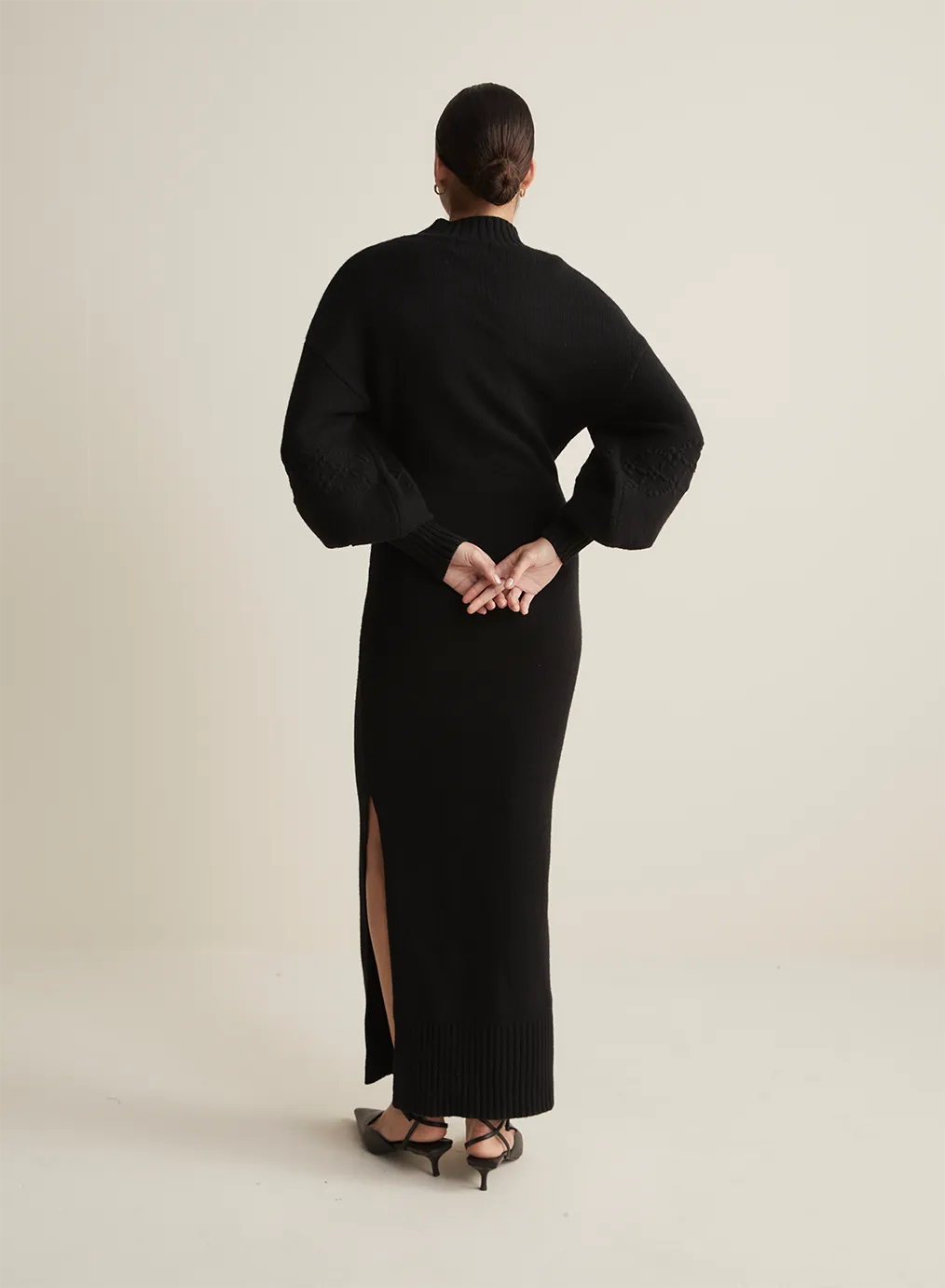 Rochelle Wool Knit Maxi Dress | Black