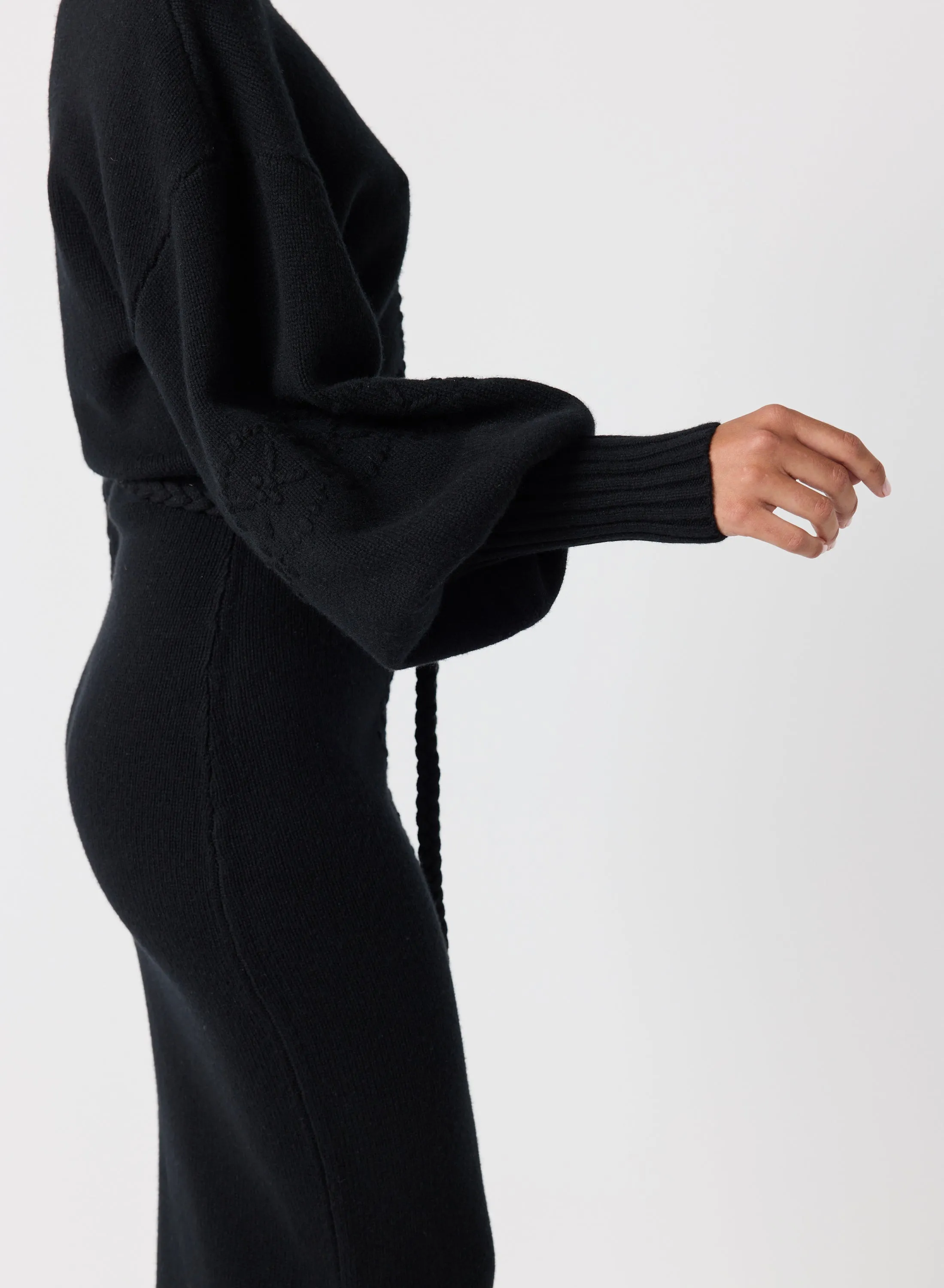 Rochelle Wool Knit Maxi Dress | Black