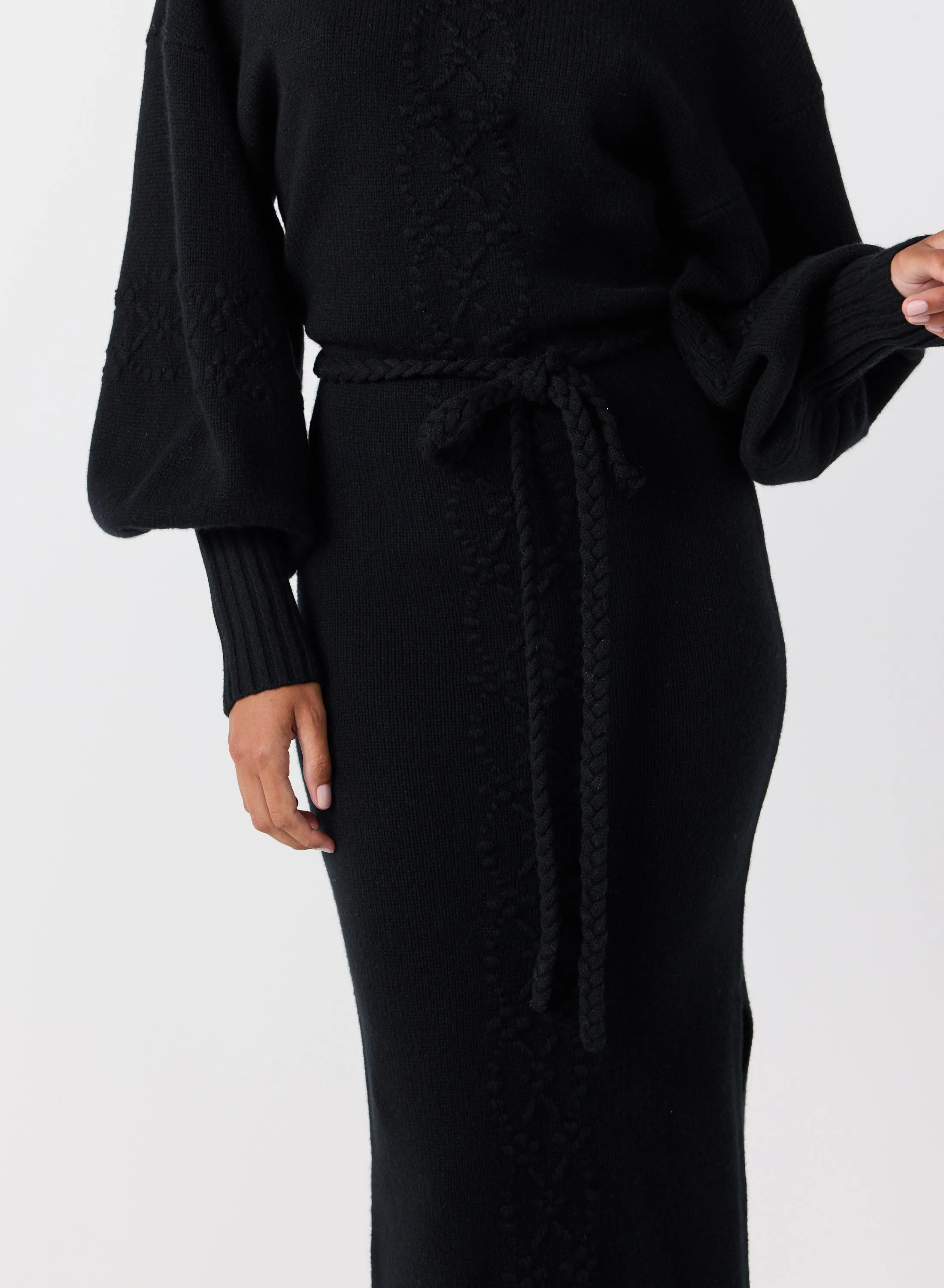 Rochelle Wool Knit Maxi Dress | Black