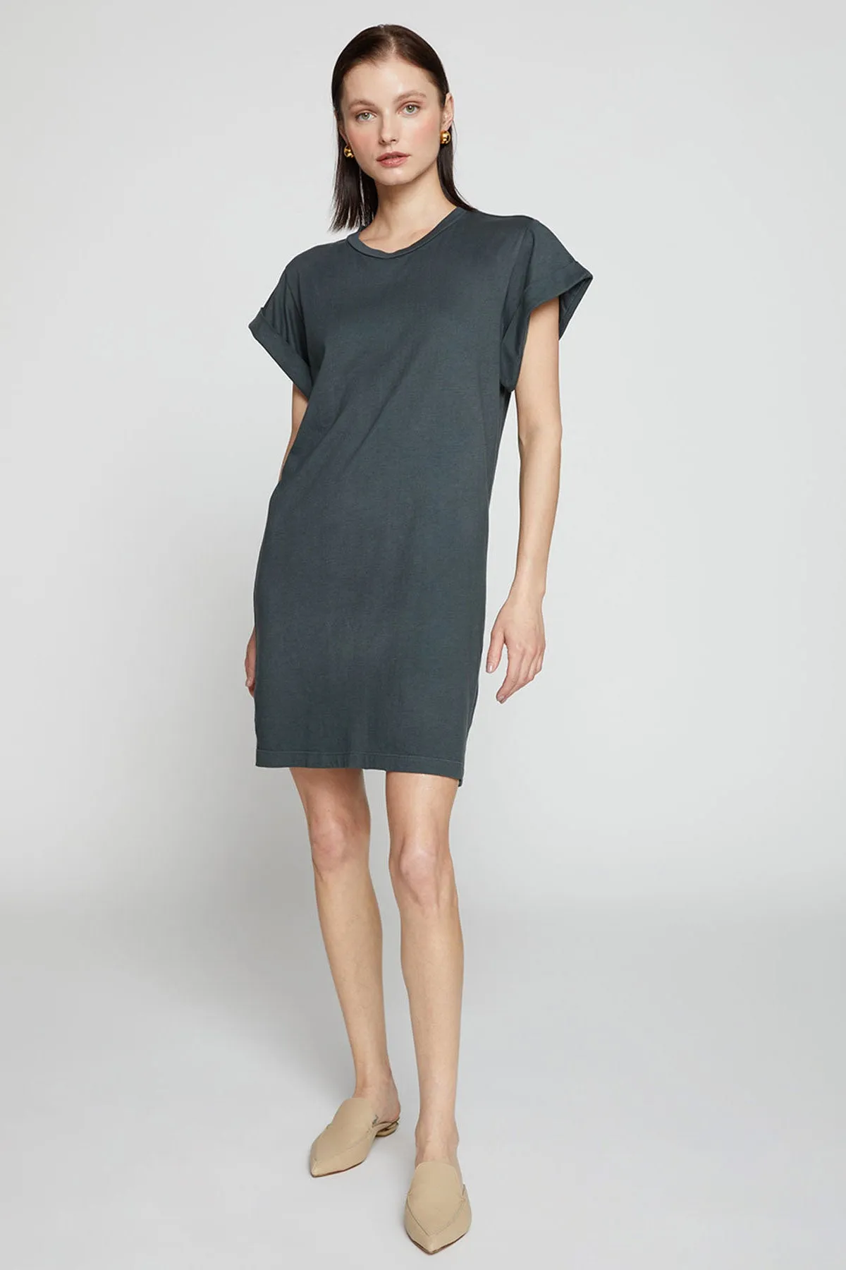 Stateside Cloud Jersey T-Shirt Dress in Verde