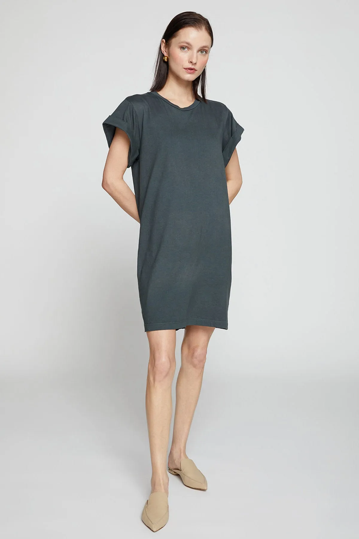 Stateside Cloud Jersey T-Shirt Dress in Verde