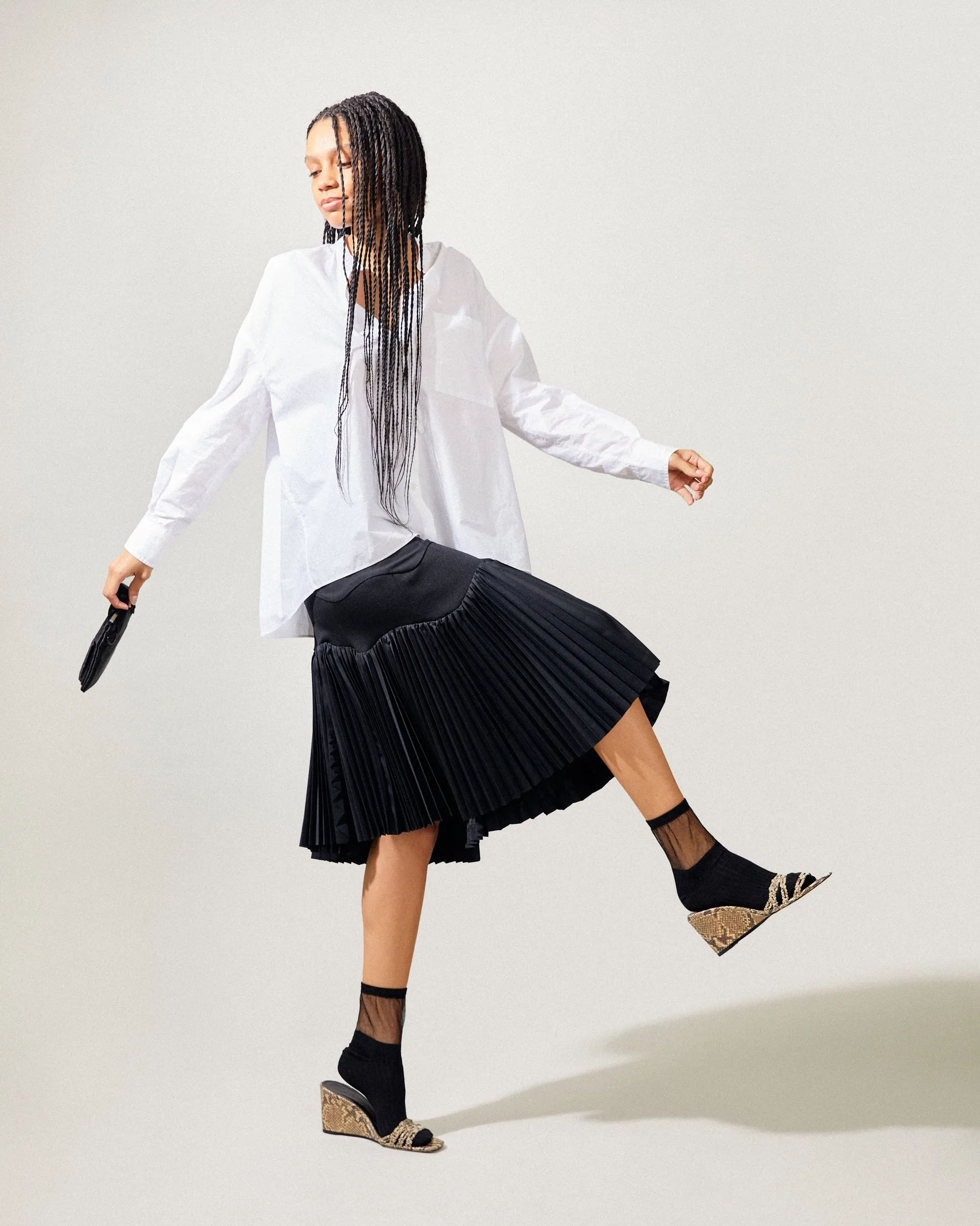 Taffeta Pleats Skirt Black