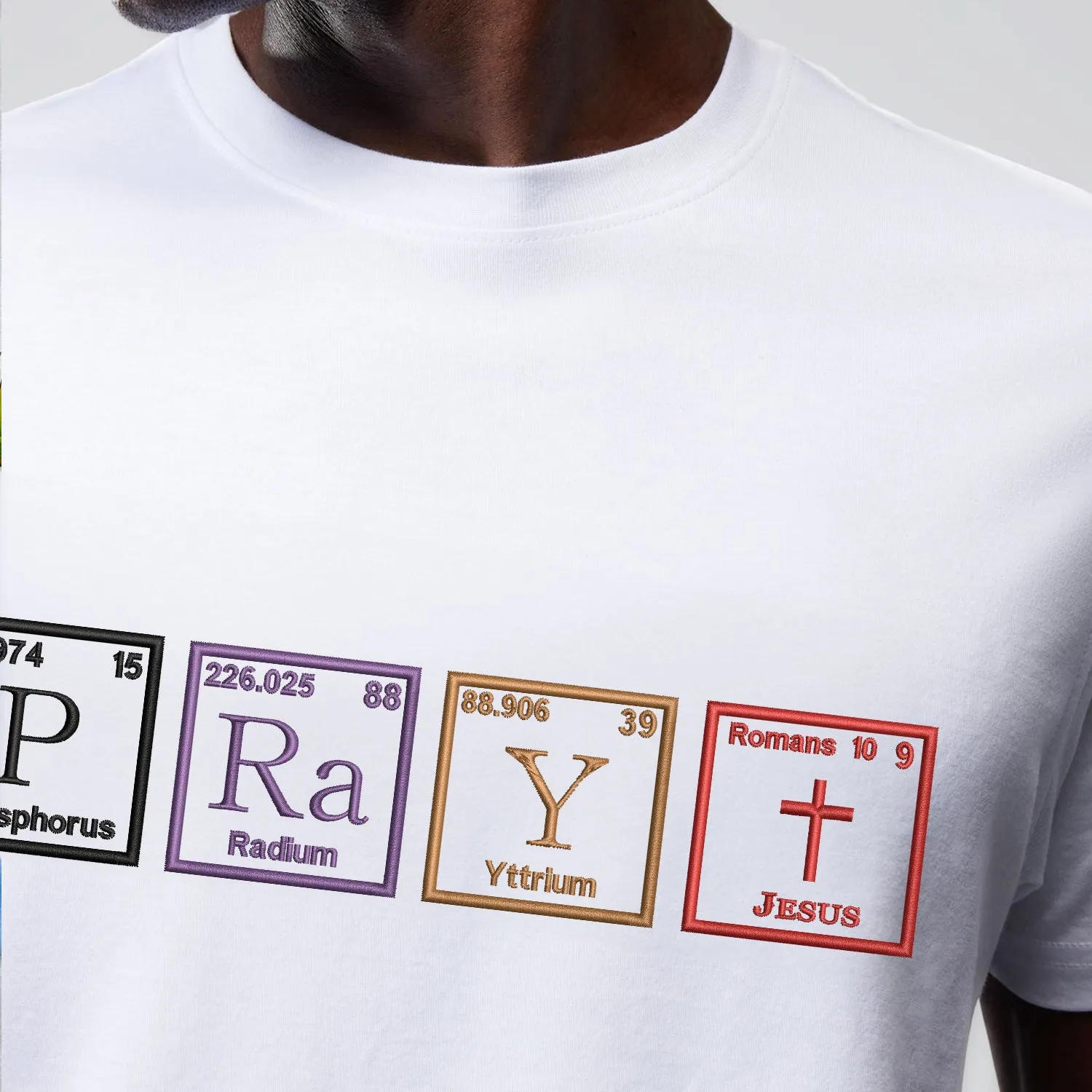 Teesdily | Christian Embroidered Shirt, Pray Periodic Table Embroidery Sweatshirt Hoodie, Embroidered Jesus Shirt, Jesus Lover Gifts