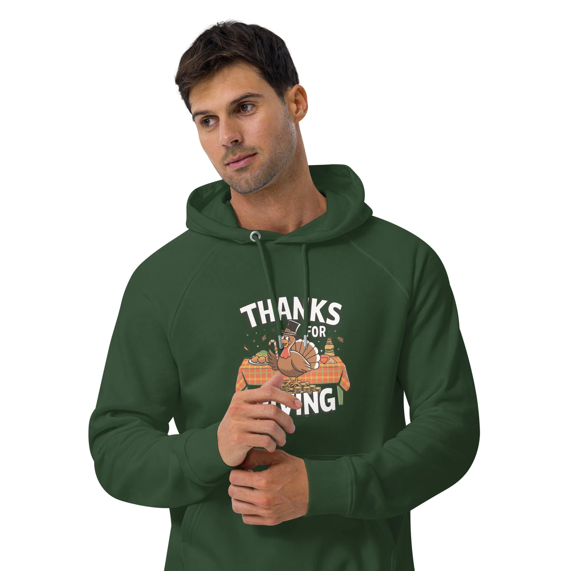 Thanks For Giving Graphics Men Eco Raglan Hoodie