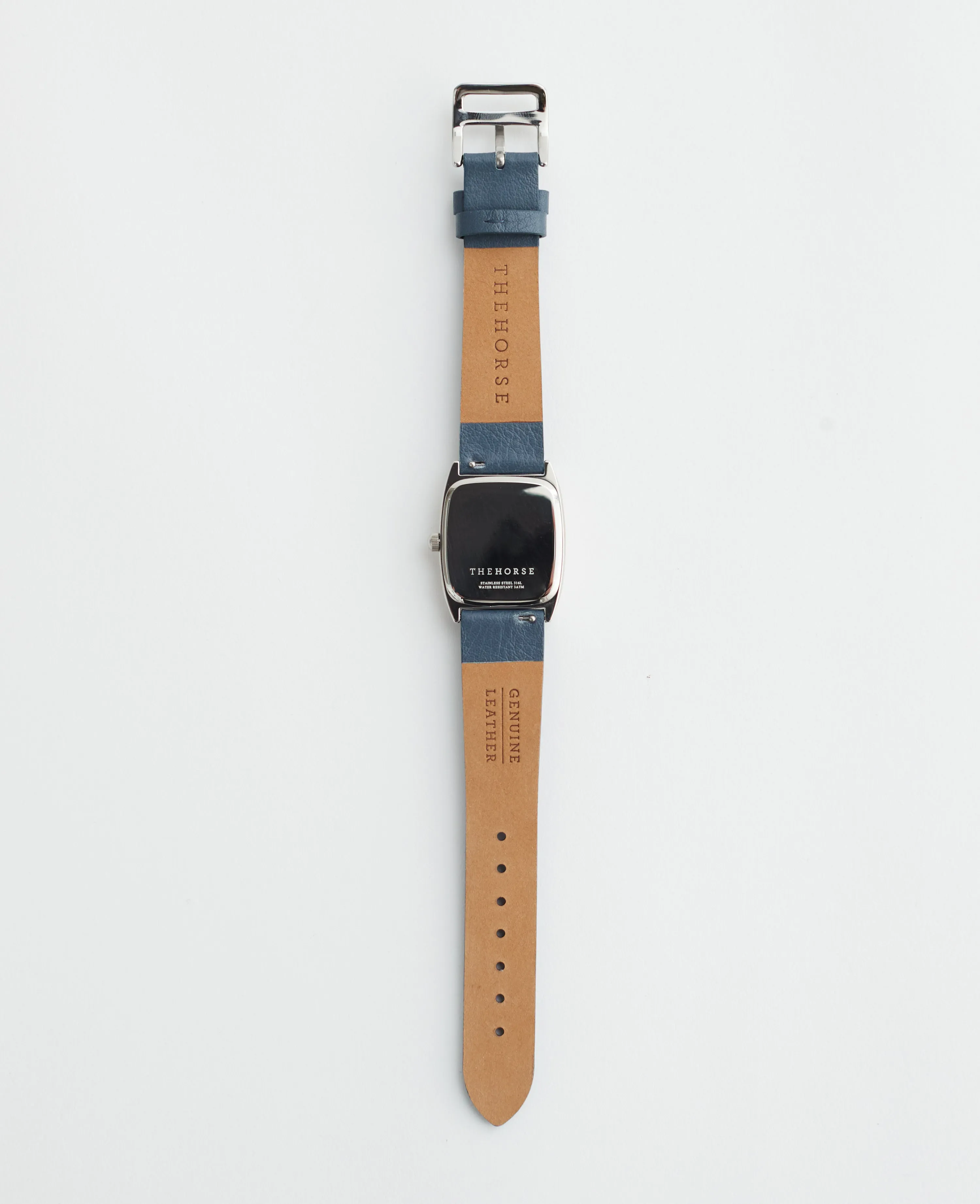 The Dress Watch: Polished Silver / White Dial / Stonewash Leather