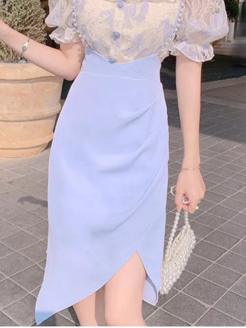 VenusFox Summer Light Elegant Strap Dresses Women Vintage Sexy Split Party Midi Dress Bodycon Designer French Retro Korean Clothing