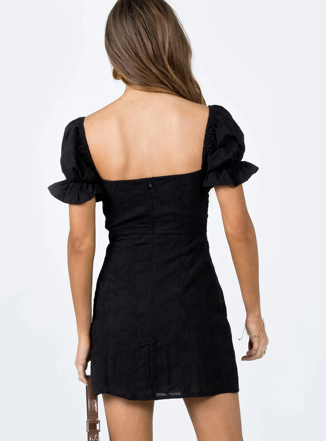 White Rose Mini Dress Black
