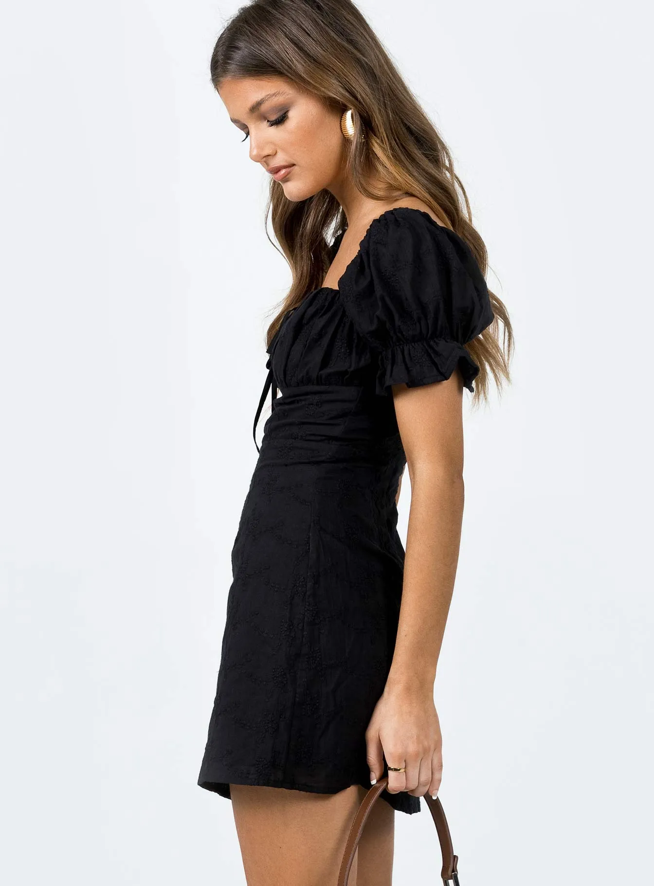 White Rose Mini Dress Black