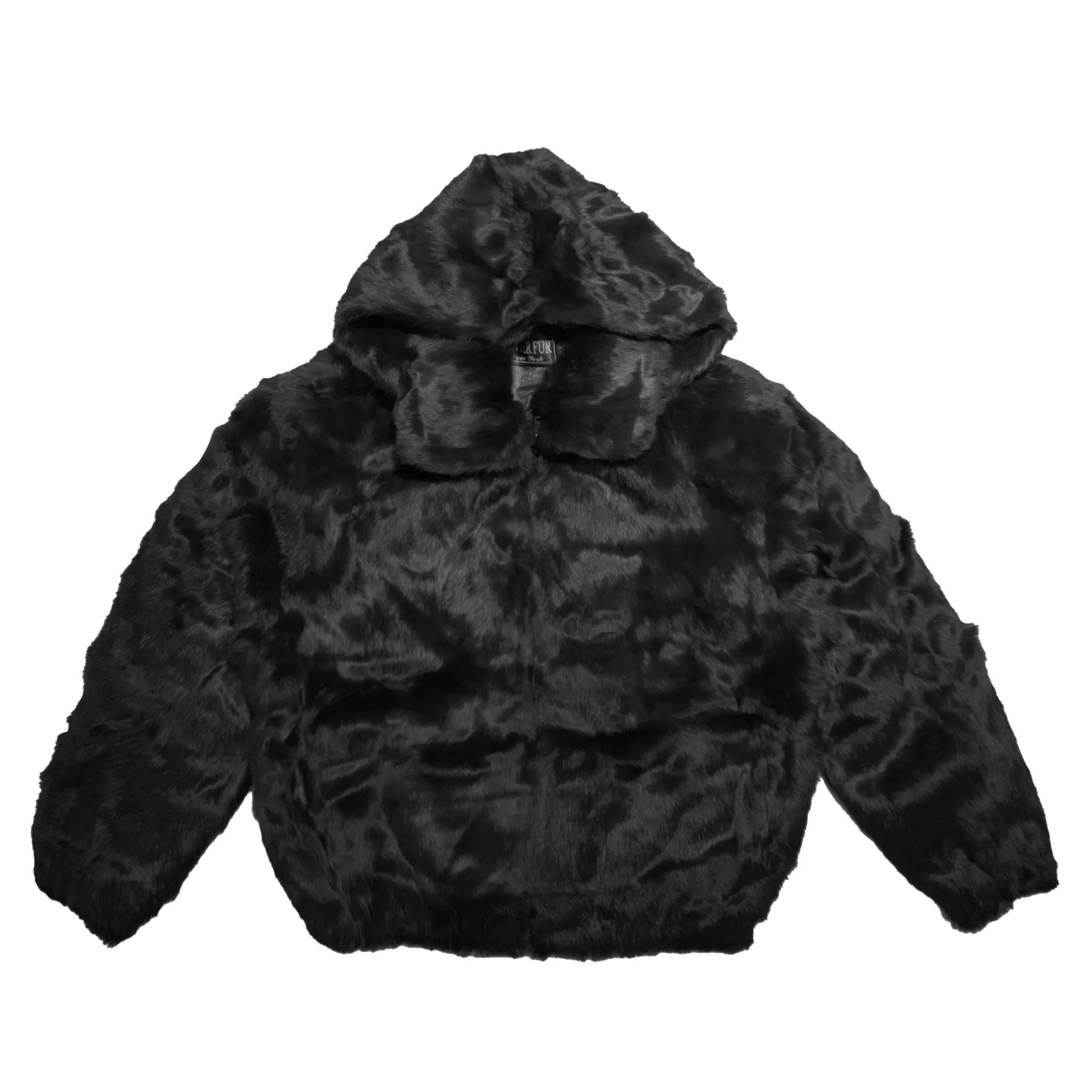 Winter Fur Men's Black Bomber Rabbit Fur Coat