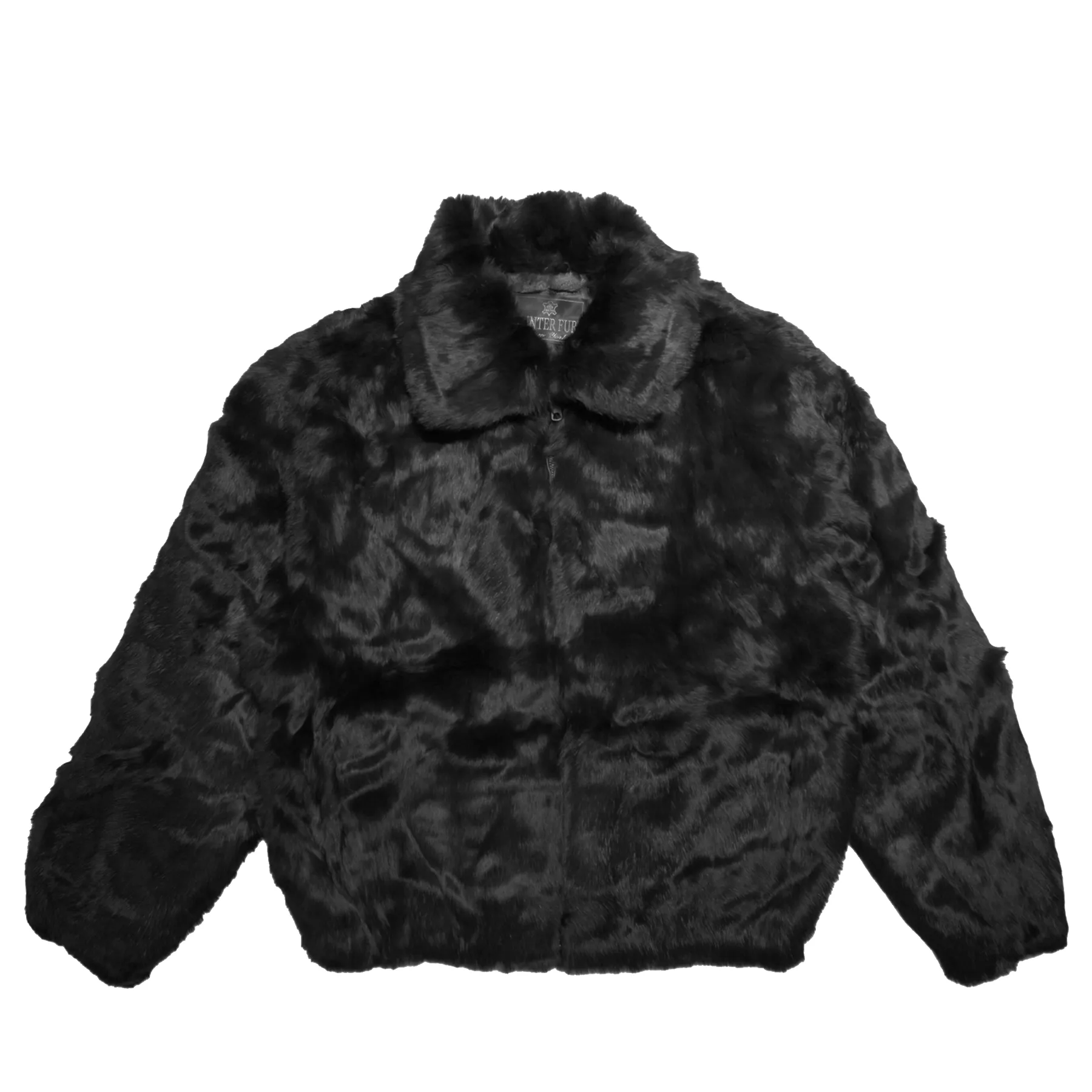 Winter Fur Men's Black Bomber Rabbit Fur Coat
