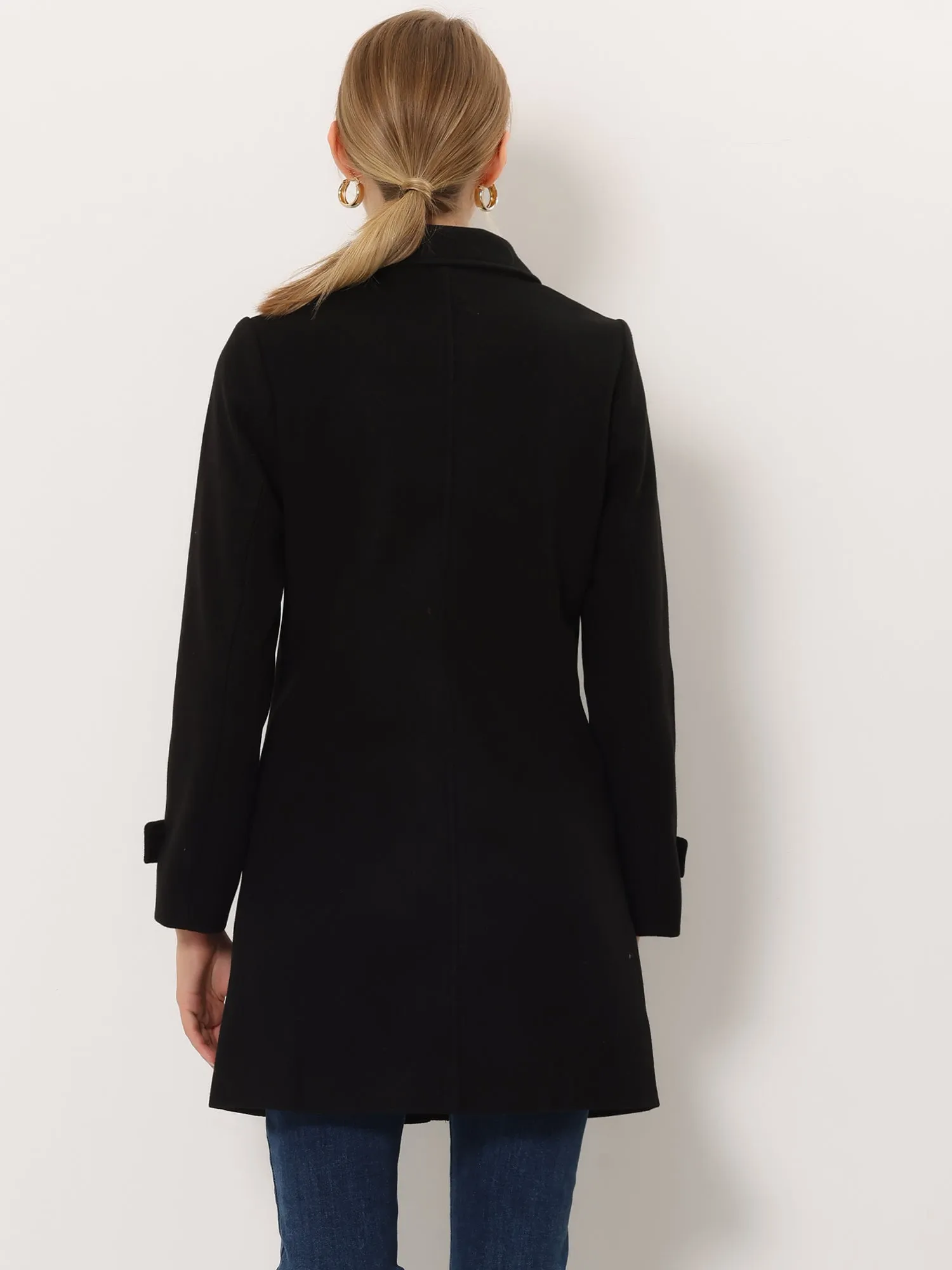 Winter Peter Pan Collar Mid-thigh A-line Single Breasted Pea Coat